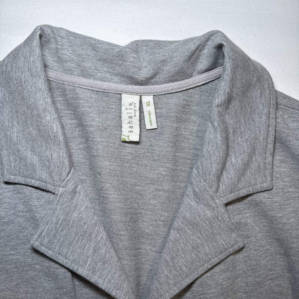 Sahalie Heather Gray Pleated Stretch Button Jacket Coat Pockets Womens Size XL - Picture 2 of 13
